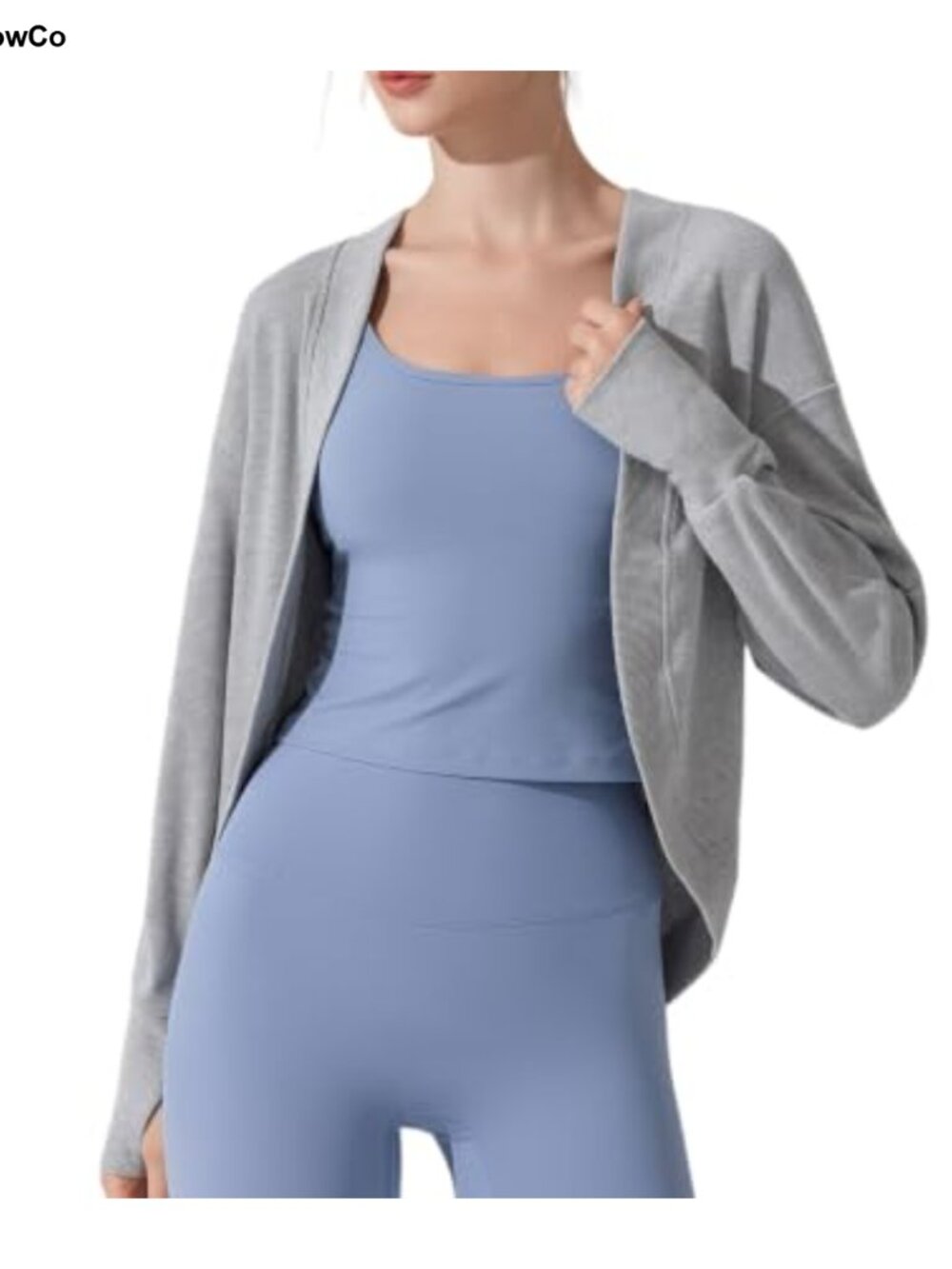 Open Front Cardigan with Thumb Holes Batwing Long Sleeve Knit